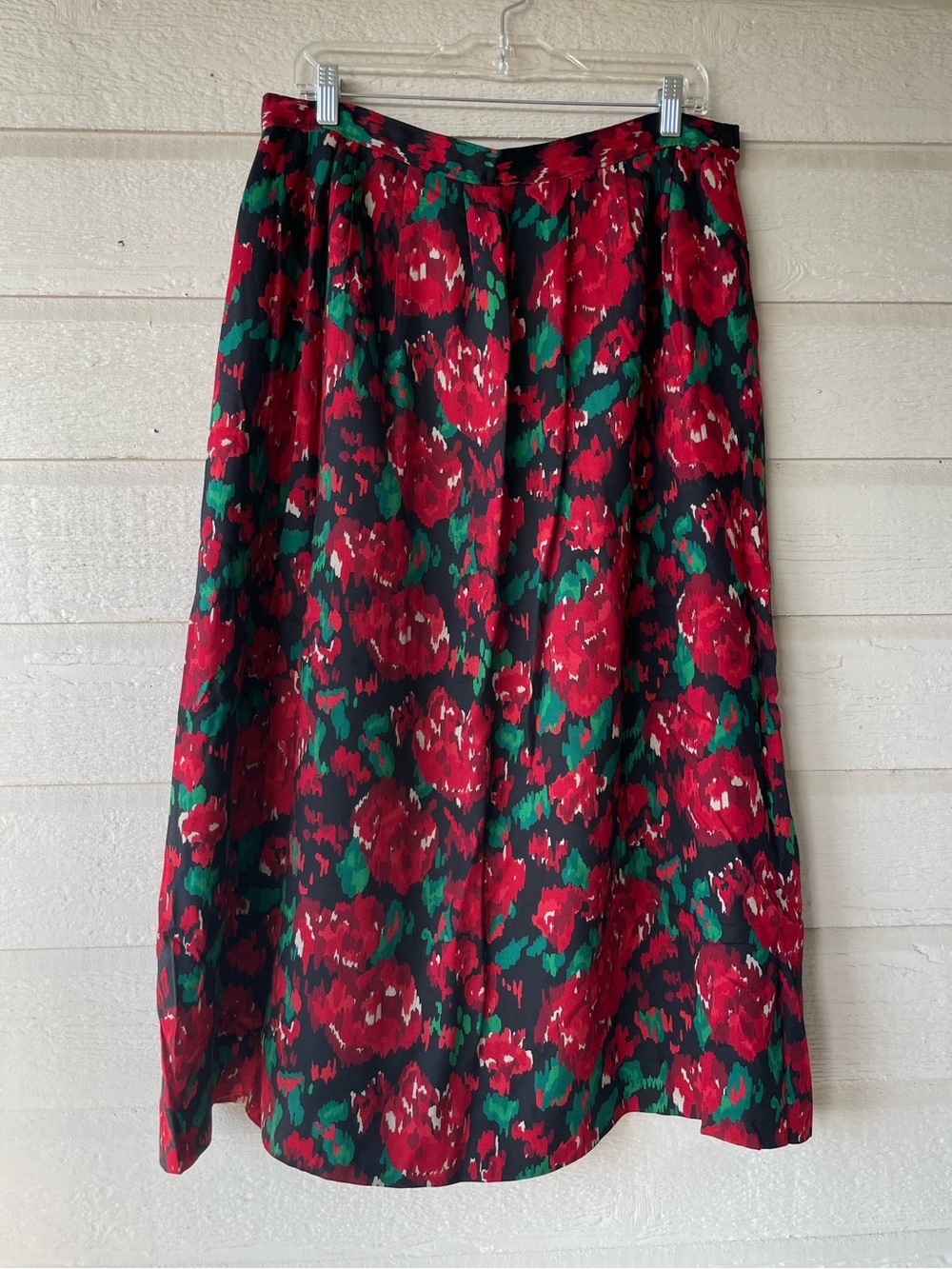 Vintage Red and Black Floral Pendleton Skirt - Size 18 - Rayon and Wool